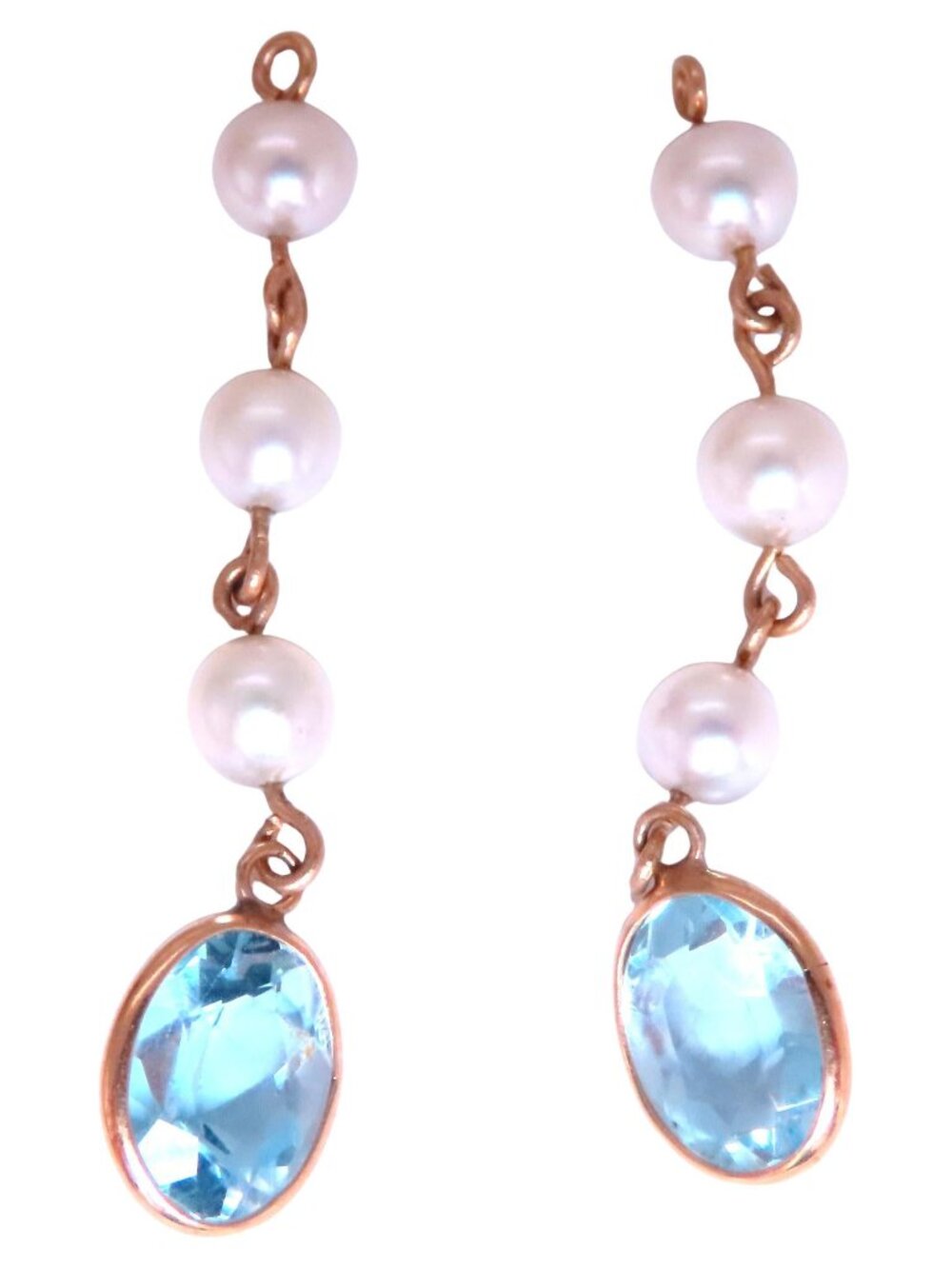 Jacket 4ct Natural Blue Topaz Dangle Earrings 14kt 65554*
